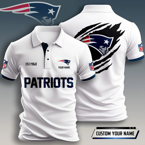 New England Patriots Personalized Adult Polo Shirt 011