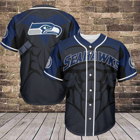 Seattle Seahawks Personalized Baseball Jersey 005