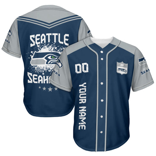 Seattle Seahawks Personalized Baseball Jersey 012