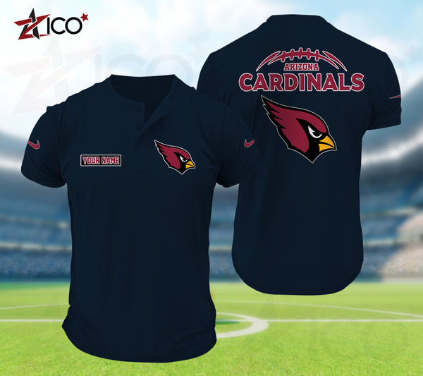 Arizona Cardinals Henley Short Sleeve T-Shirt Trending C004