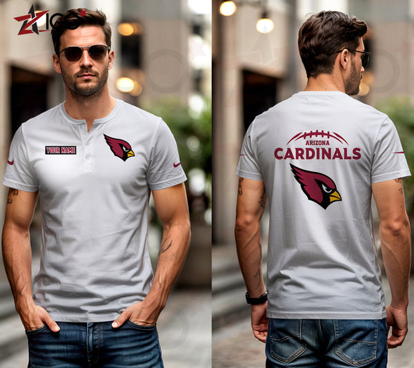 Arizona Cardinals Henley Short Sleeve T-Shirt Trending C004
