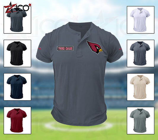 Arizona Cardinals Henley Short Sleeve T-Shirt Trending C004