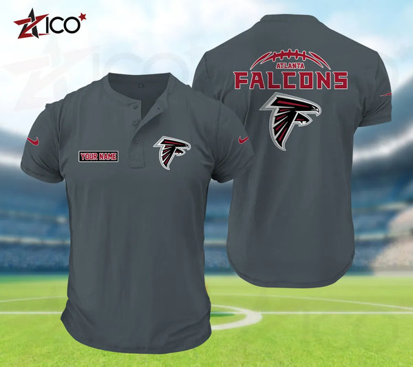 Atlanta Falcons Henley Short Sleeve T-Shirt Trending C004