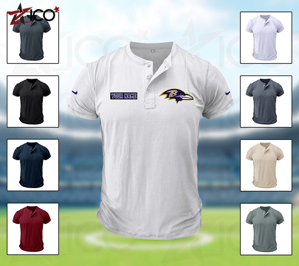 Baltimore Ravens Henley Short Sleeve T-Shirt Trending C004