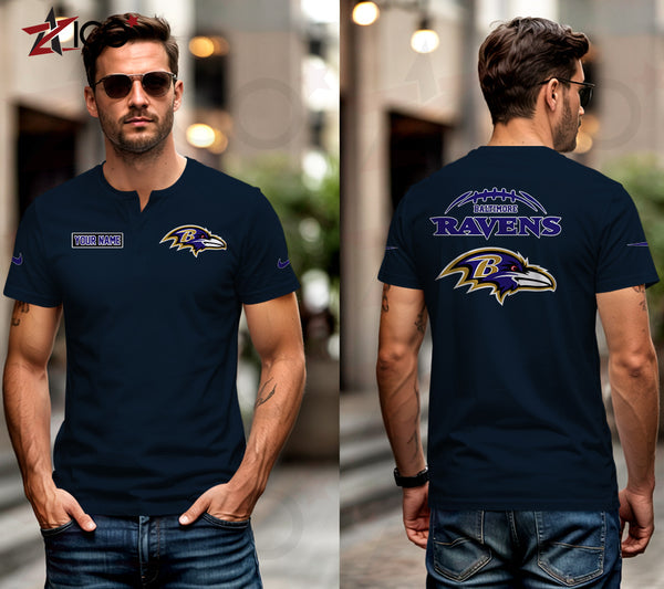 Baltimore Ravens Henley Short Sleeve T-Shirt Trending C004