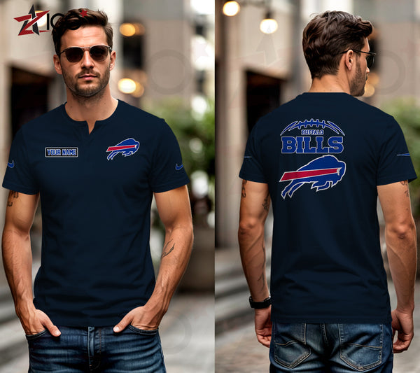 Buffalo Bills Henley Short Sleeve T-Shirt Trending C004