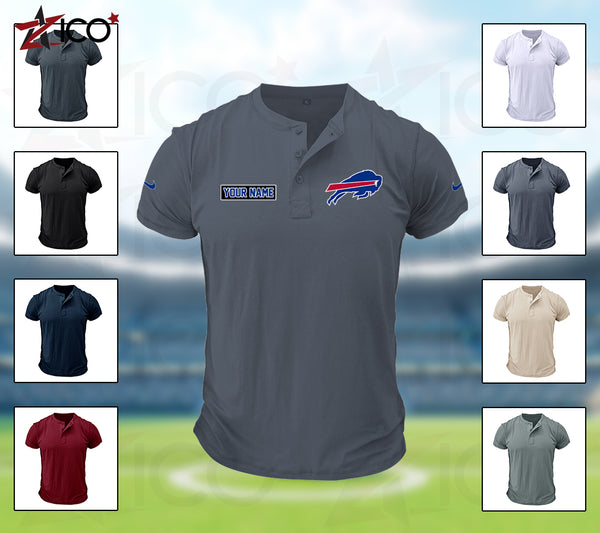 Buffalo Bills Henley Short Sleeve T-Shirt Trending C004
