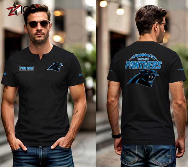 Carolina Panthers Henley Short Sleeve T-Shirt Trending C004