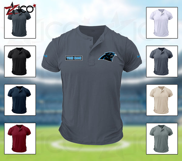 Carolina Panthers Henley Short Sleeve T-Shirt Trending C004