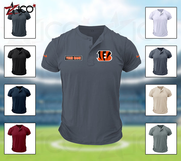 Cincinnati Bengals Henley Short Sleeve T-Shirt Trending C004