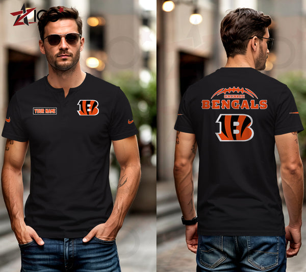 Cincinnati Bengals Henley Short Sleeve T-Shirt Trending C004