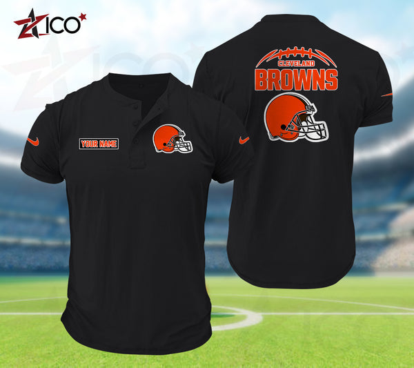 Cleveland Browns Henley Short Sleeve T-Shirt Trending C004