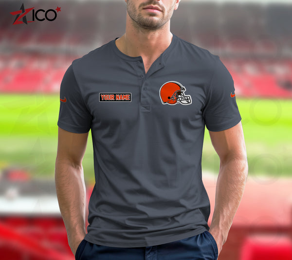 Cleveland Browns Henley Short Sleeve T-Shirt Trending C004