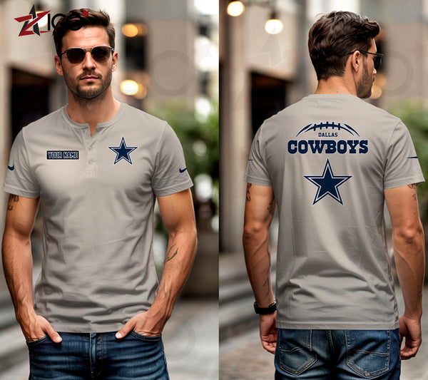 Dallas Cowboys Henley Short Sleeve T-Shirt Trending C004