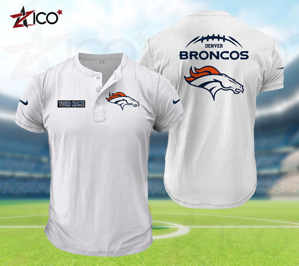 Denver Broncos Henley Short Sleeve T-Shirt Trending C004
