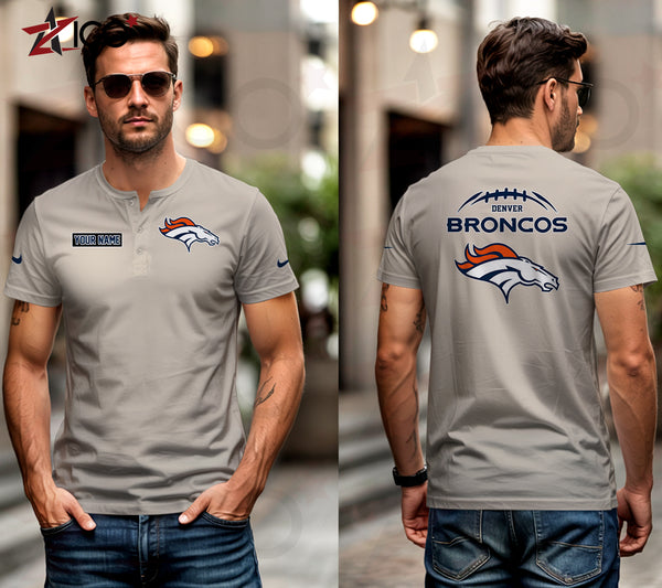 Denver Broncos Henley Short Sleeve T-Shirt Trending C004
