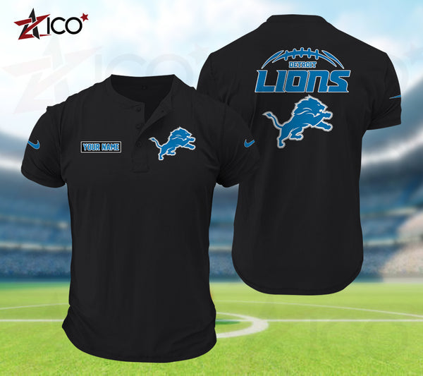 Detroit Lions Henley Short Sleeve T-Shirt Trending C004