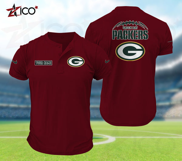 Green Bay Packers Henley Short Sleeve T-Shirt Trending C004