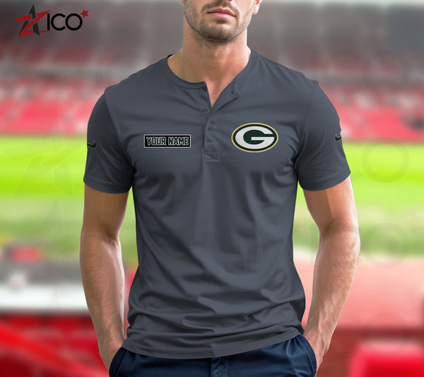 Green Bay Packers Henley Short Sleeve T-Shirt Trending C004