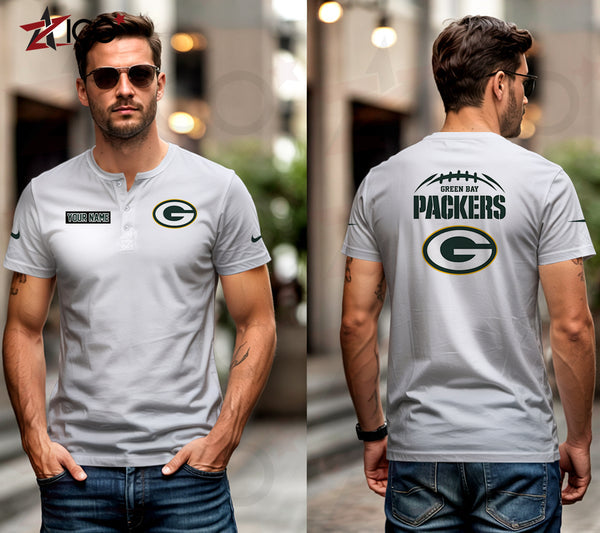 Green Bay Packers Henley Short Sleeve T-Shirt Trending C004