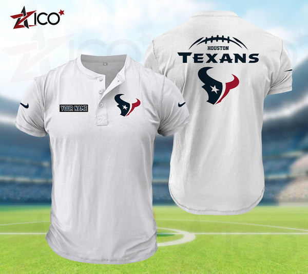 Houston Texans Henley Short Sleeve T-Shirt Trending C004