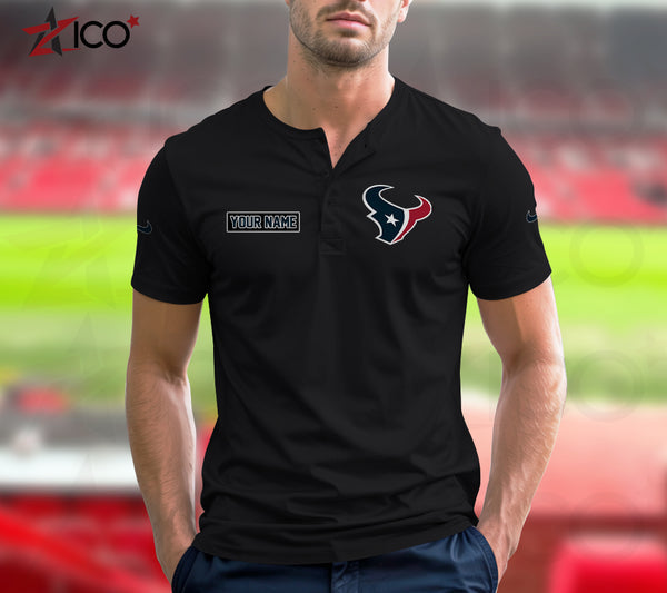 Houston Texans Henley Short Sleeve T-Shirt Trending C004