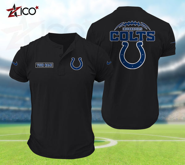 Indianapolis Colts Henley Short Sleeve T-Shirt Trending C004