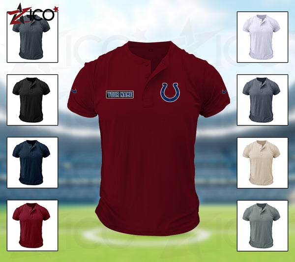 Indianapolis Colts Henley Short Sleeve T-Shirt Trending C004