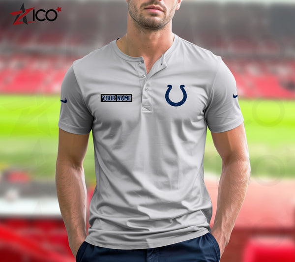 Indianapolis Colts Henley Short Sleeve T-Shirt Trending C004