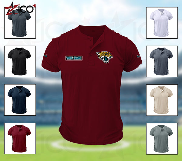 Jacksonville Jaguars Henley Short Sleeve T-Shirt Trending C004