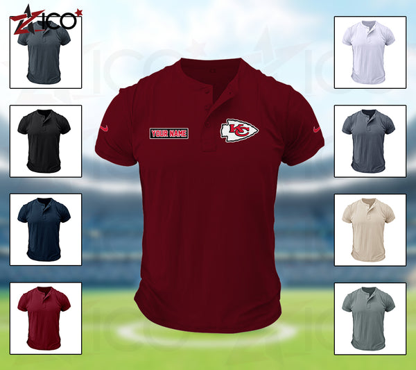 Kansas City Chiefs Henley Short Sleeve T-Shirt Trending C004