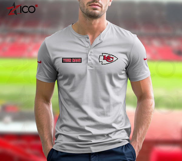 Kansas City Chiefs Henley Short Sleeve T-Shirt Trending C004
