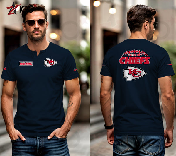 Kansas City Chiefs Henley Short Sleeve T-Shirt Trending C004