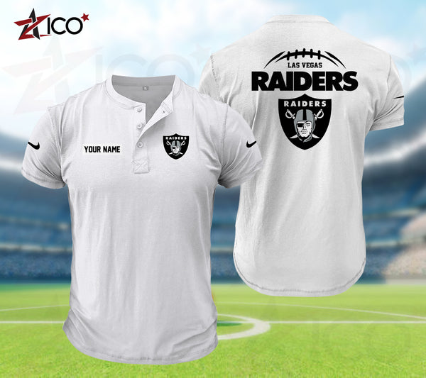 Las Vegas Raiders Henley Short Sleeve T-Shirt Trending C004
