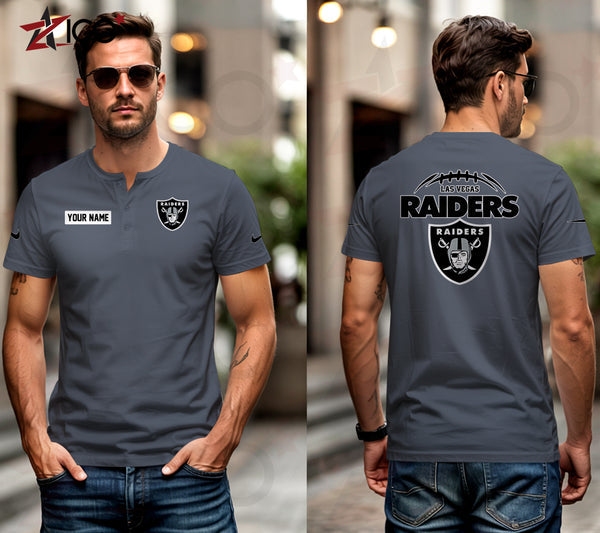 Las Vegas Raiders Henley Short Sleeve T-Shirt Trending C004