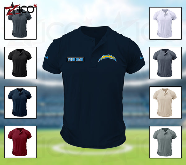Los Angeles Chargers Henley Short Sleeve T-Shirt Trending C004