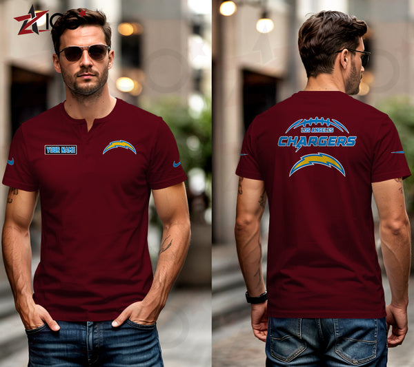 Los Angeles Chargers Henley Short Sleeve T-Shirt Trending C004