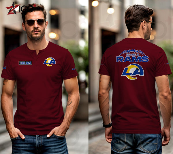 Los Angeles Rams Henley Short Sleeve T-Shirt Trending C004