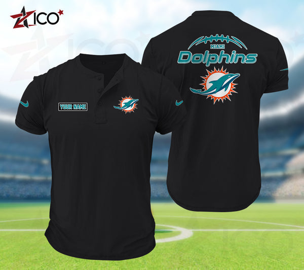 Miami Dolphins Henley Short Sleeve T-Shirt Trending C004