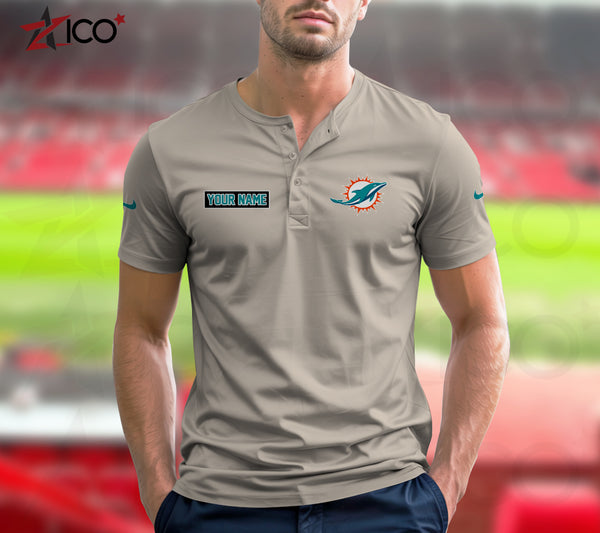 Miami Dolphins Henley Short Sleeve T-Shirt Trending C004