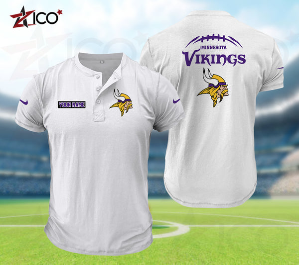 Minnesota Vikings Henley Short Sleeve T-Shirt Trending C004