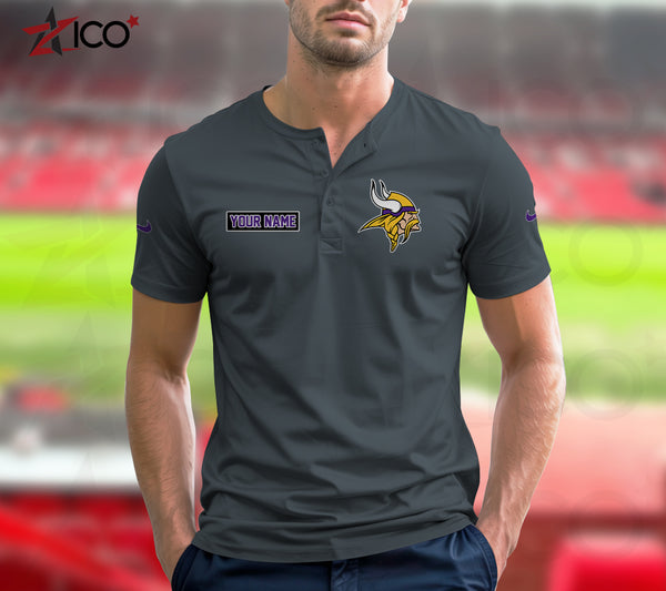 Minnesota Vikings Henley Short Sleeve T-Shirt Trending C004