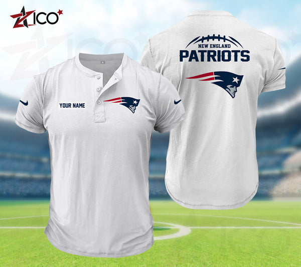 New England Patriots Henley Short Sleeve T-Shirt Trending C004
