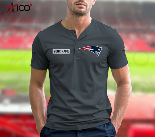 New England Patriots Henley Short Sleeve T-Shirt Trending C004