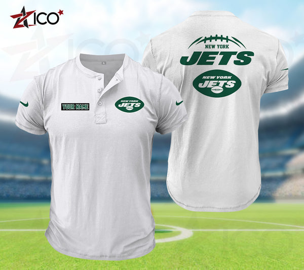 New York Jets Henley Short Sleeve T-Shirt Trending C004