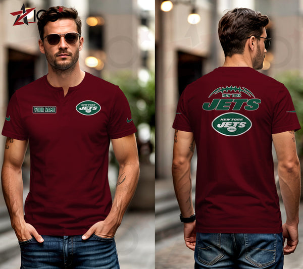 New York Jets Henley Short Sleeve T-Shirt Trending C004