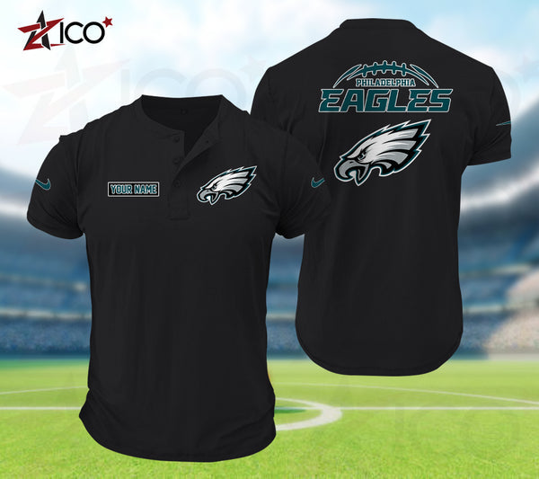Philadelphia Eagles Henley Short Sleeve T-Shirt Trending C004