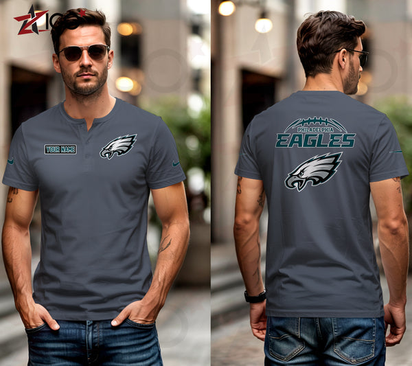 Philadelphia Eagles Henley Short Sleeve T-Shirt Trending C004