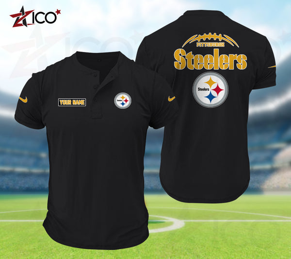 Pittsburgh Steelers Henley Short Sleeve T-Shirt Trending C004