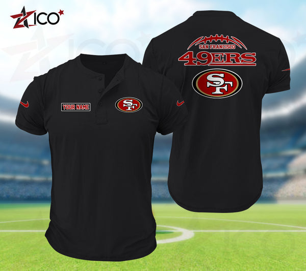 San Francisco 49ers Henley Short Sleeve T-Shirt Trending C004